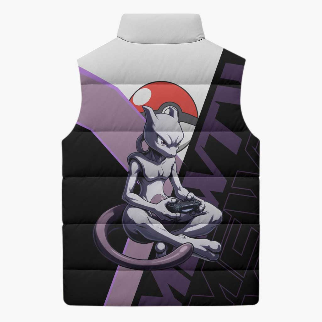 Mewtwo Poké Sleeveless Puffer Jacket Shadowcore Anime Style