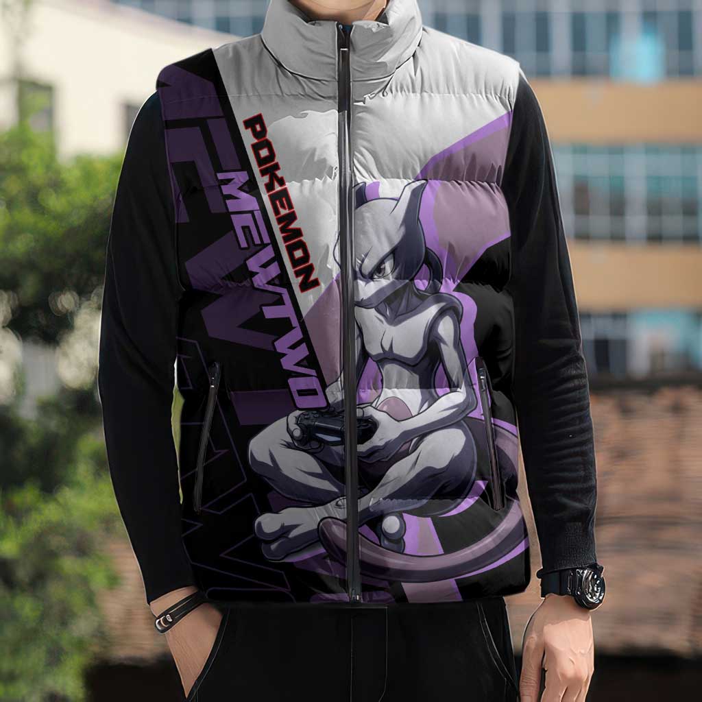 Mewtwo Poké Sleeveless Puffer Jacket Shadowcore Anime Style