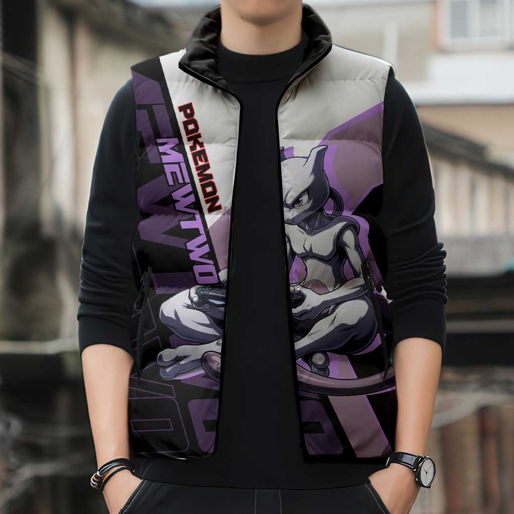 Mewtwo Poké Sleeveless Puffer Jacket Shadowcore Anime Style