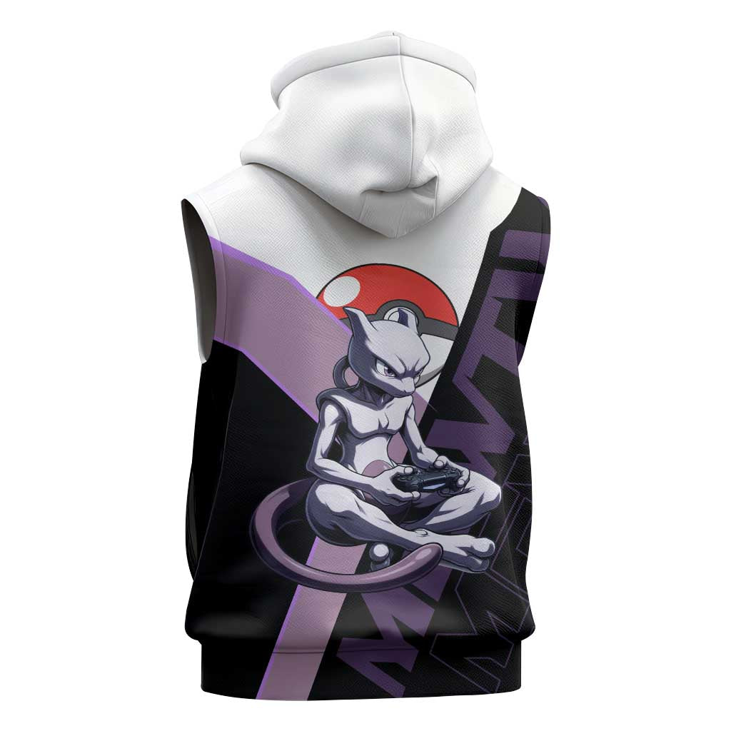 Mewtwo Poké Sleeveless Zip Hoodie Shadowcore Anime Style