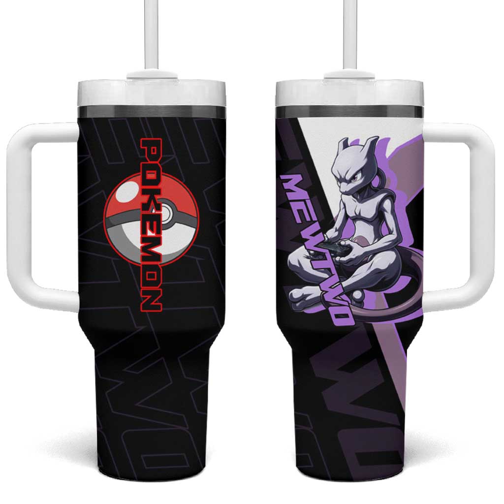 Mewtwo Poké Tumbler With Handle Shadowcore Anime Style