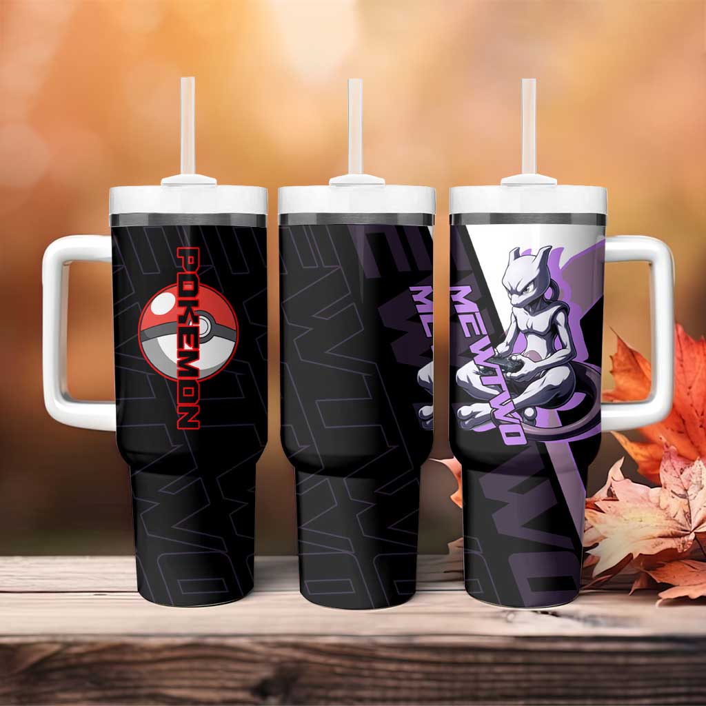 Mewtwo Poké Tumbler With Handle Shadowcore Anime Style