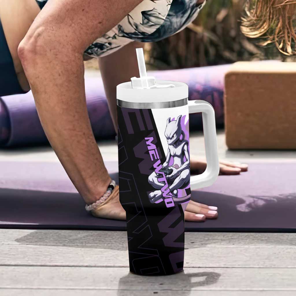 Mewtwo Poké Tumbler With Handle Shadowcore Anime Style