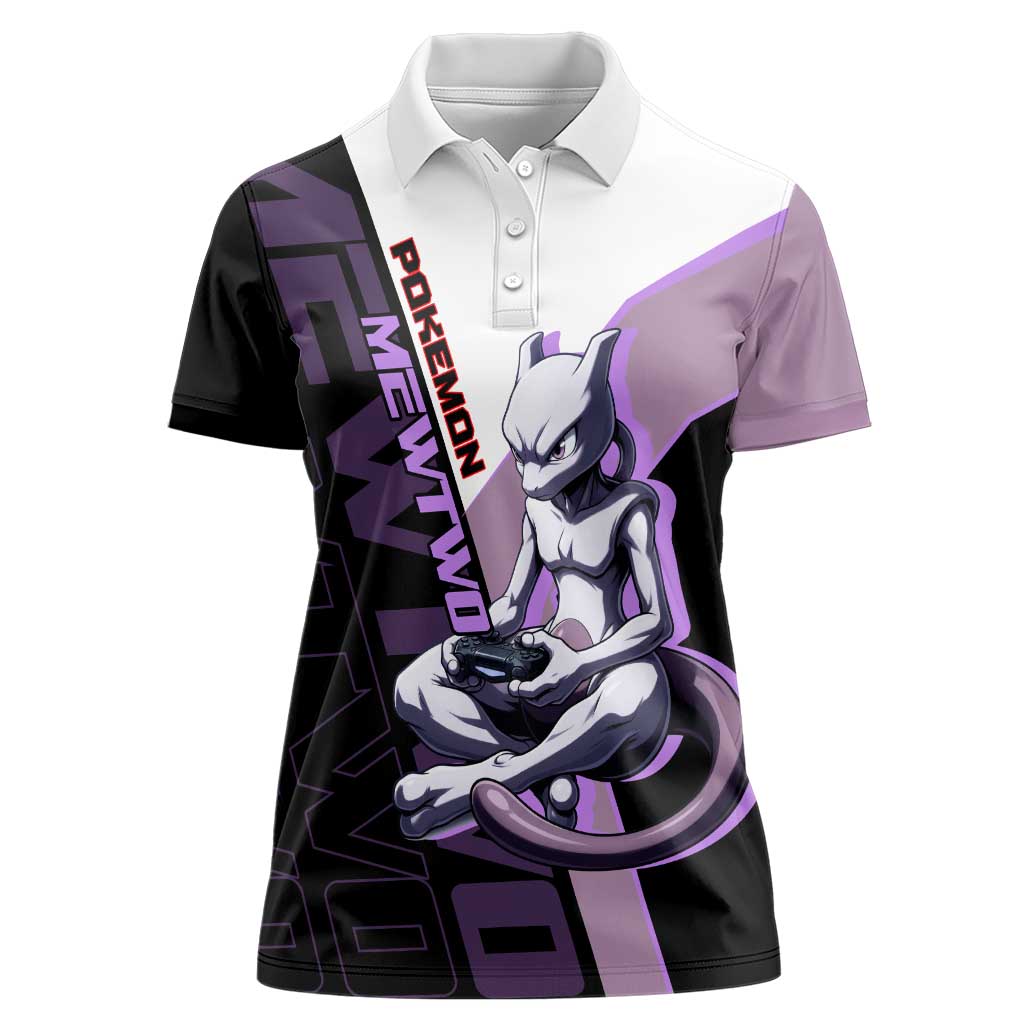 Mewtwo Poké Women Polo Shirt Shadowcore Anime Style