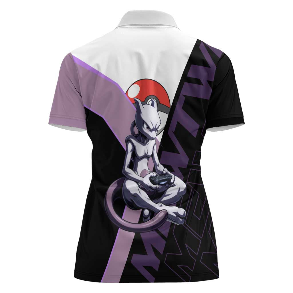 Mewtwo Poké Women Polo Shirt Shadowcore Anime Style