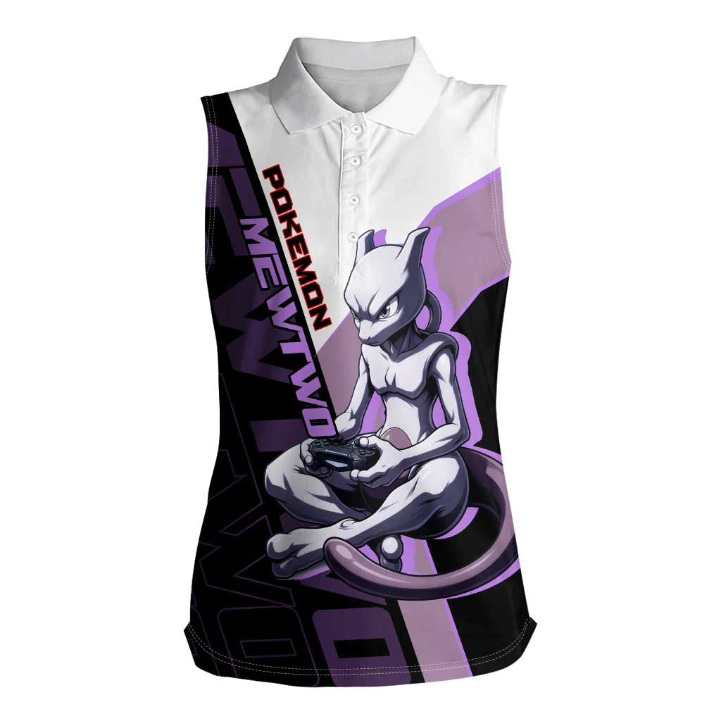 Mewtwo Poké Women Sleeveless Polo Shirt Shadowcore Anime Style