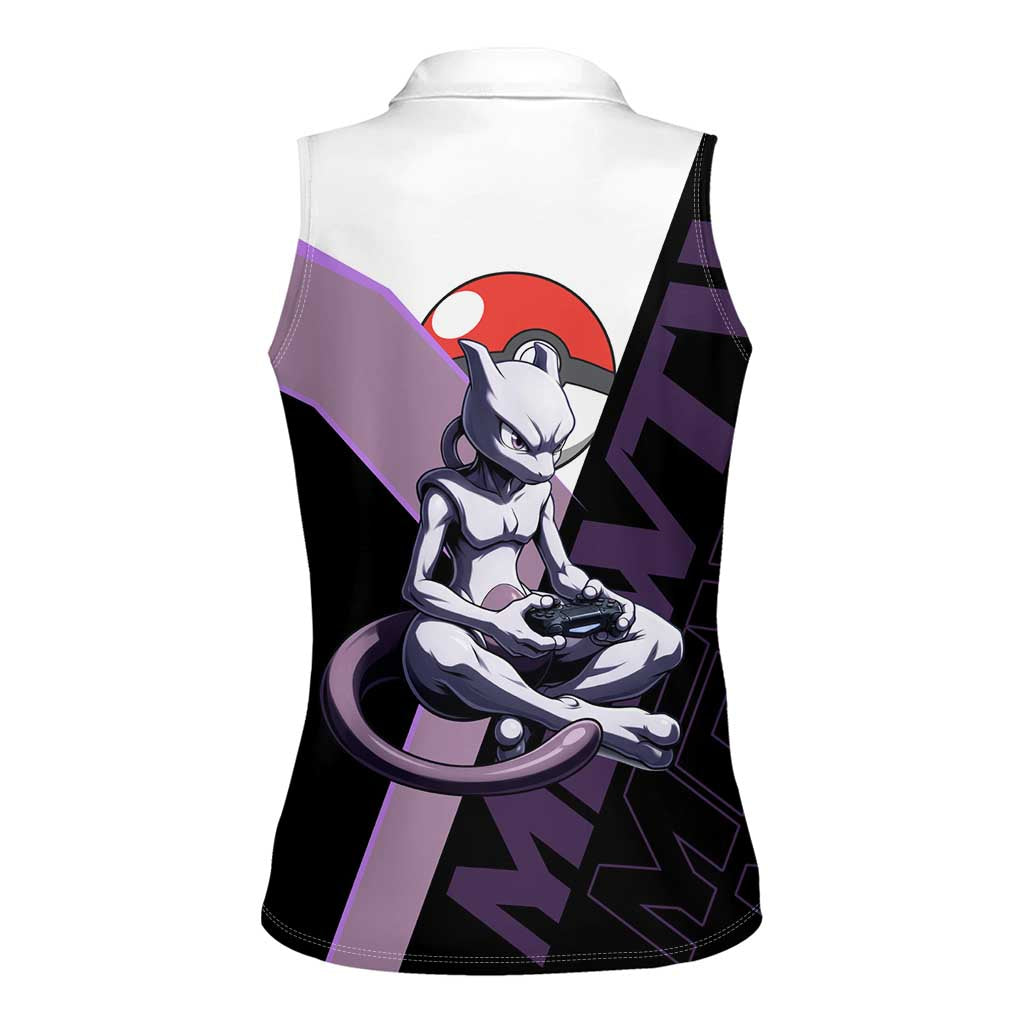 Mewtwo Poké Women Sleeveless Polo Shirt Shadowcore Anime Style