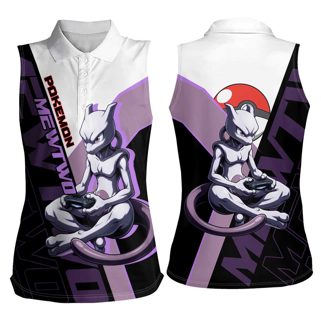 Mewtwo Poké Women Sleeveless Polo Shirt Shadowcore Anime Style