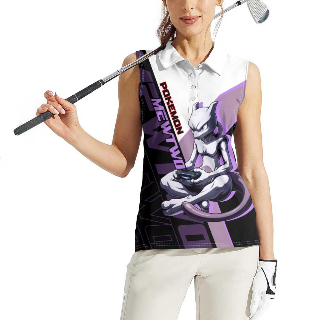 Mewtwo Poké Women Sleeveless Polo Shirt Shadowcore Anime Style