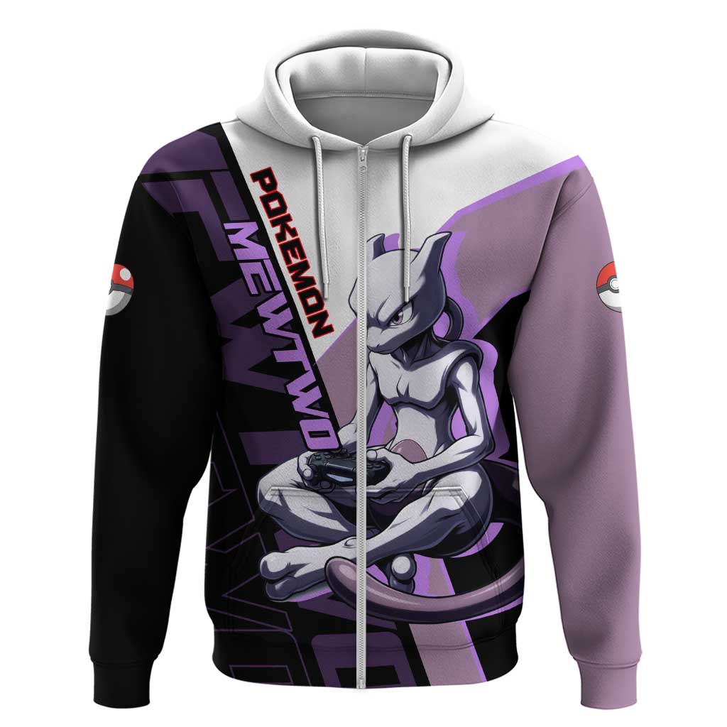 Mewtwo Poké Zip Hoodie Shadowcore Anime Style