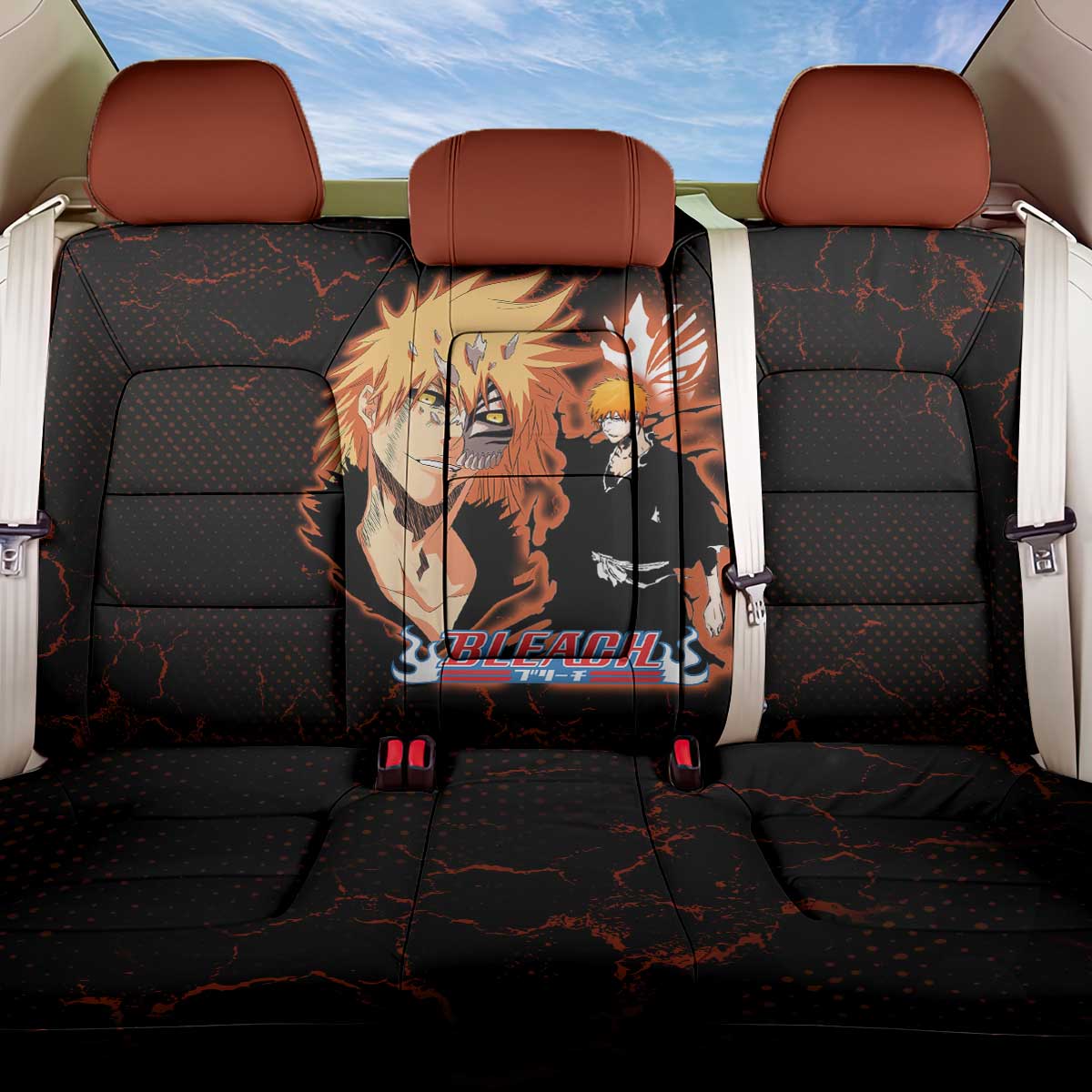 Ichigo Kurosaki Bleach Back Car Seat Cover Fiery Anime Grunge Aesthetic