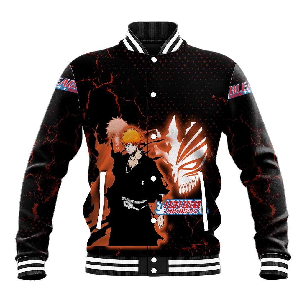 Ichigo Kurosaki Bleach Baseball Jacket Fiery Anime Grunge Aesthetic