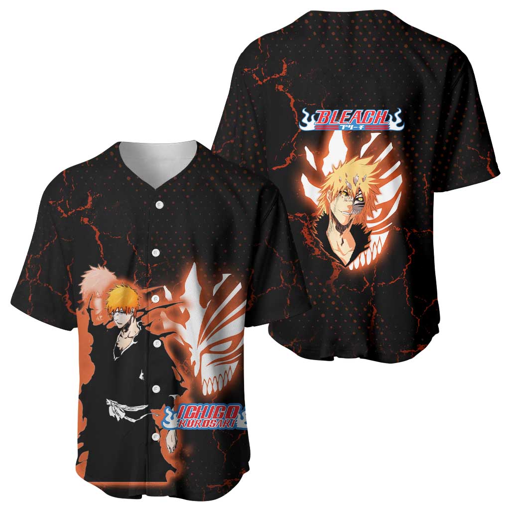 Ichigo Kurosaki Bleach Baseball Jersey Fiery Anime Grunge Aesthetic