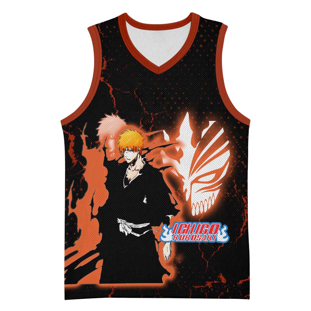 Ichigo Kurosaki Bleach Basketball Jersey Fiery Anime Grunge Aesthetic