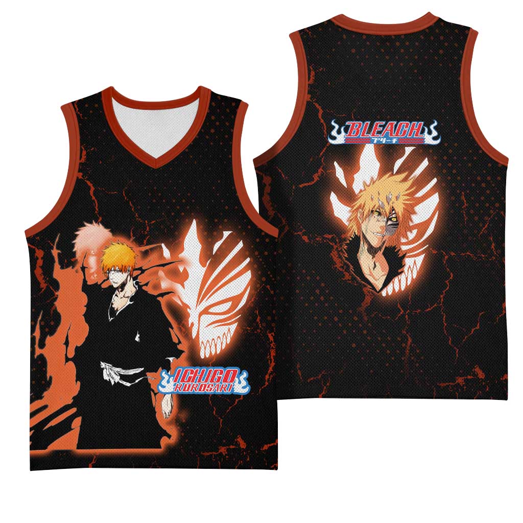 Ichigo Kurosaki Bleach Basketball Jersey Fiery Anime Grunge Aesthetic