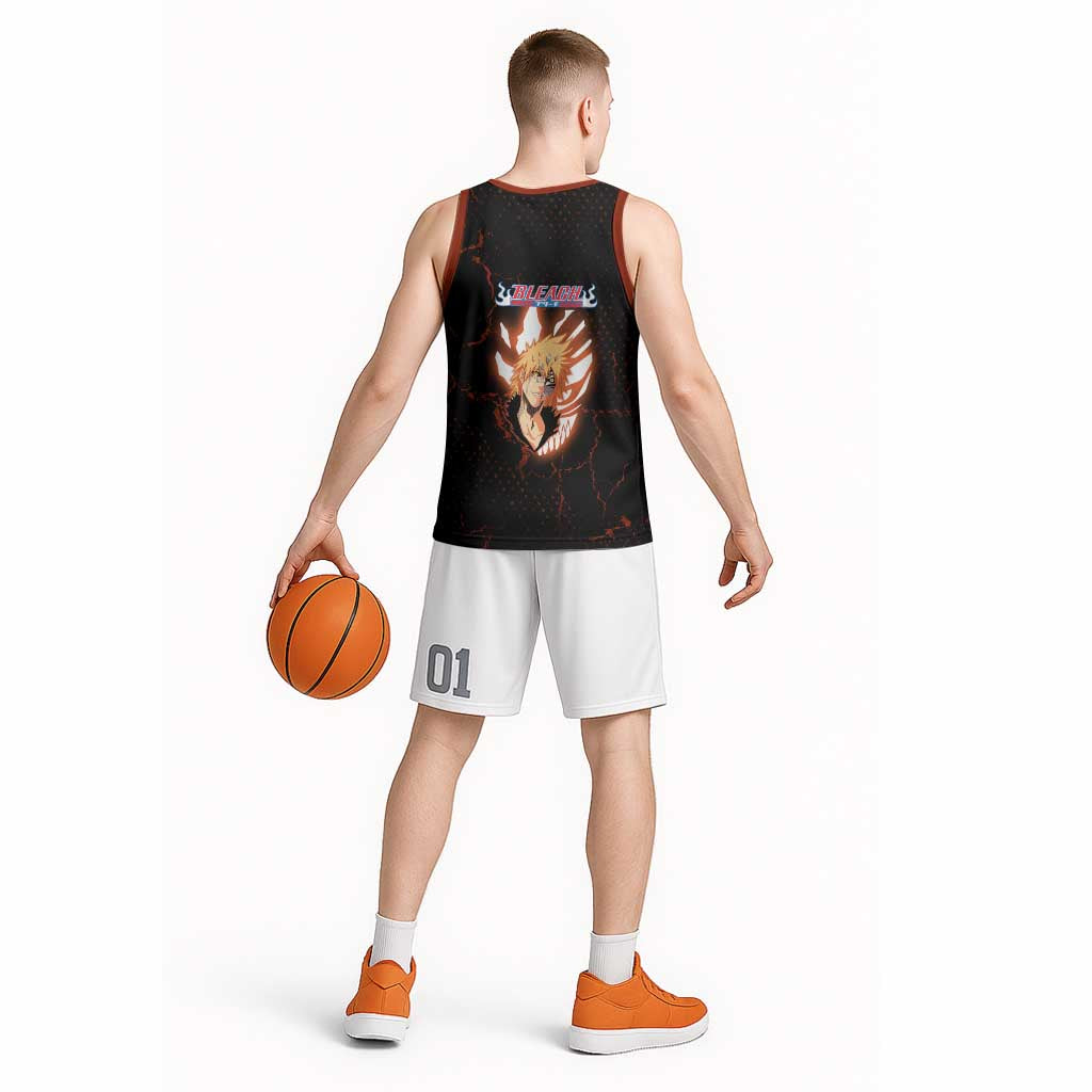 Ichigo Kurosaki Bleach Basketball Jersey Fiery Anime Grunge Aesthetic