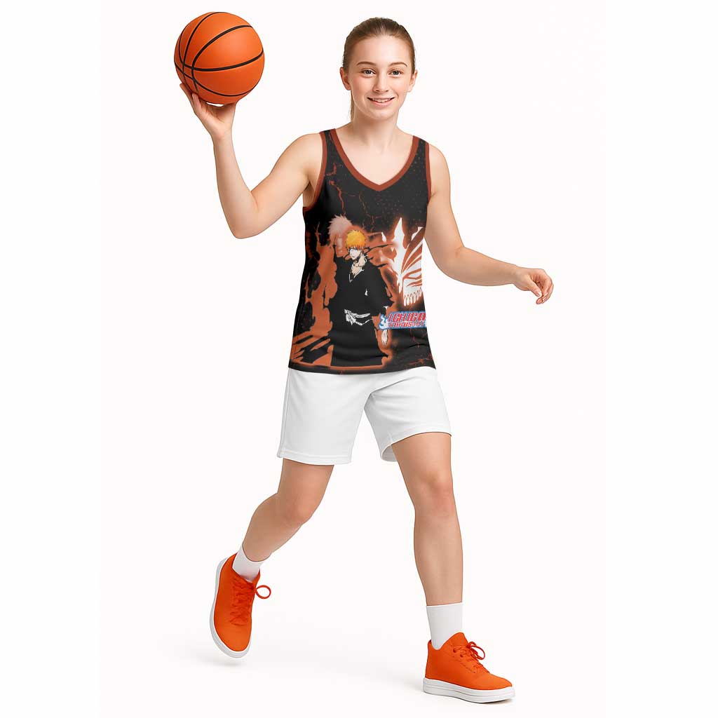 Ichigo Kurosaki Bleach Basketball Jersey Fiery Anime Grunge Aesthetic