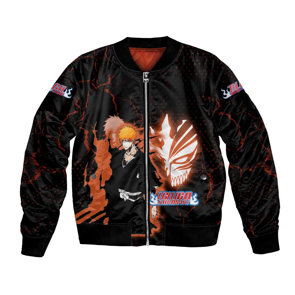 Ichigo Kurosaki Bleach Bomber Jacket Fiery Anime Grunge Aesthetic