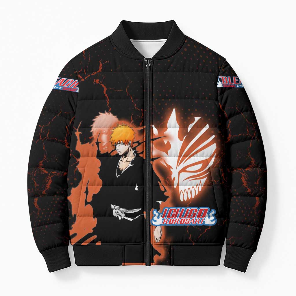 Ichigo Kurosaki Bleach Bomber Puffer Jacket Fiery Anime Grunge Aesthetic