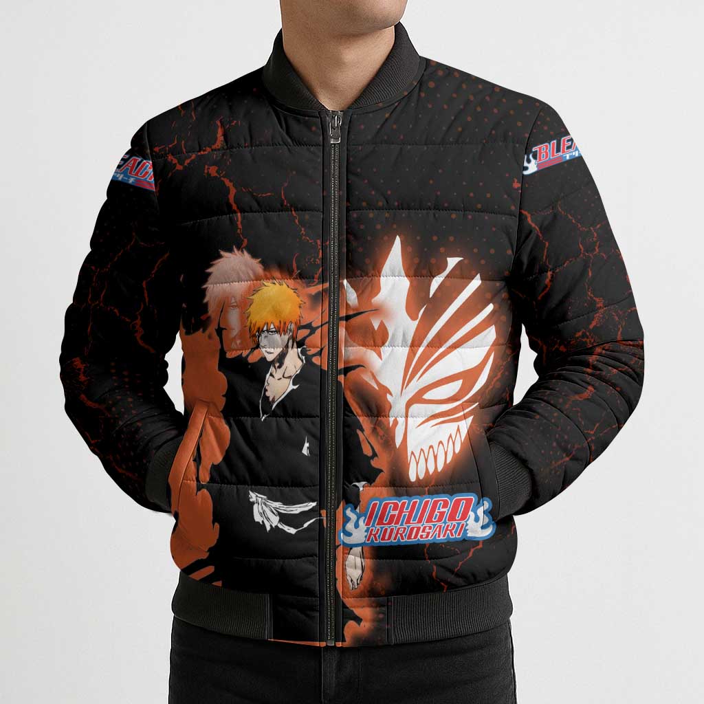 Ichigo Kurosaki Bleach Bomber Puffer Jacket Fiery Anime Grunge Aesthetic
