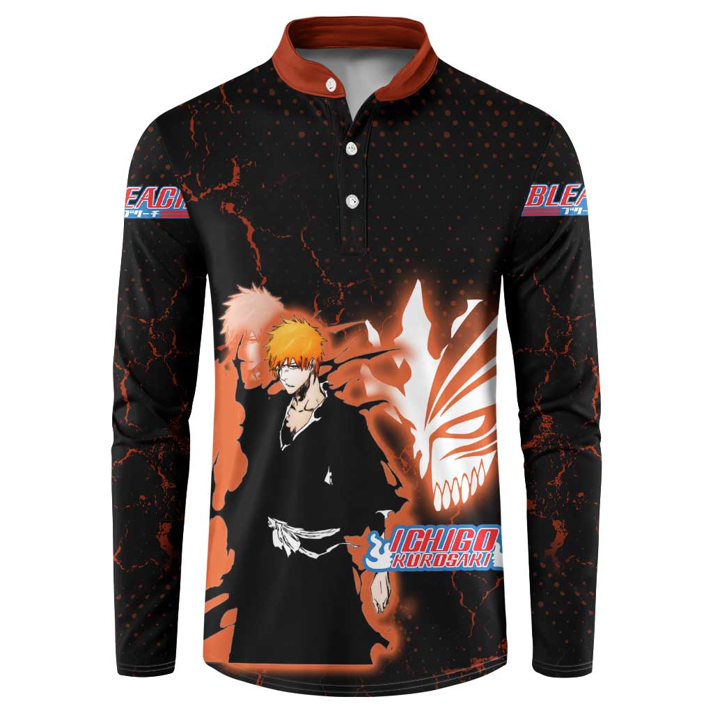 Ichigo Kurosaki Bleach Button Sweatshirt Fiery Anime Grunge Aesthetic