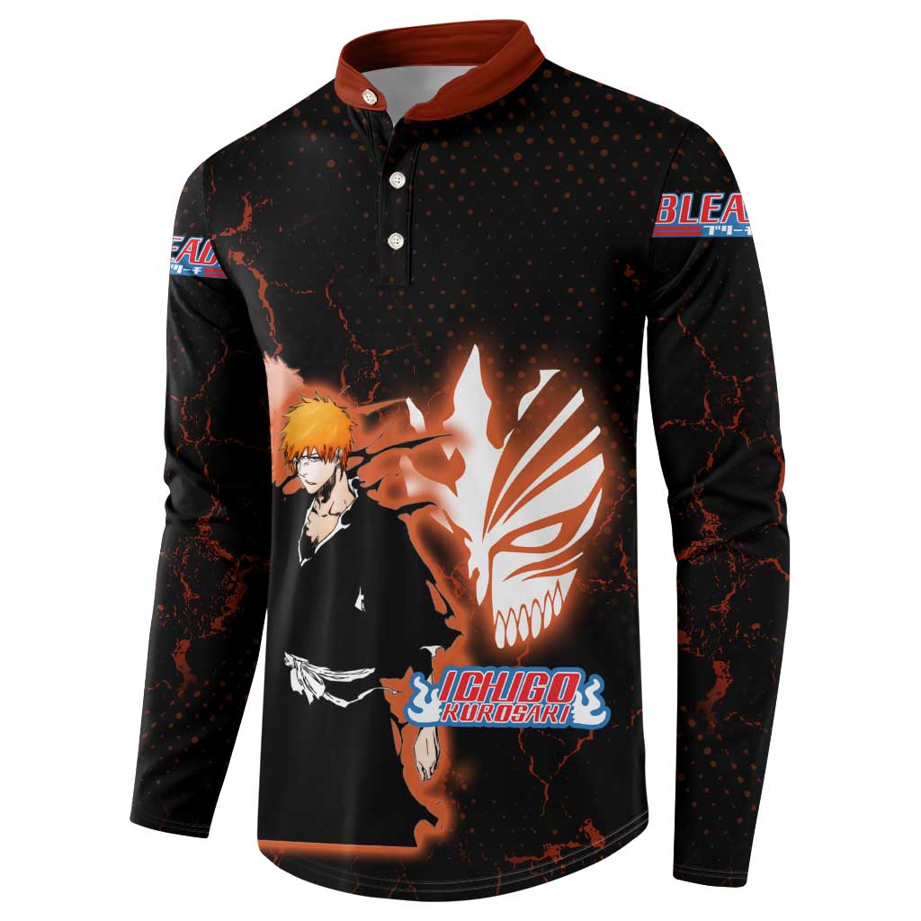 Ichigo Kurosaki Bleach Button Sweatshirt Fiery Anime Grunge Aesthetic