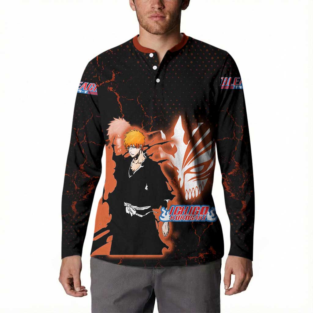Ichigo Kurosaki Bleach Button Sweatshirt Fiery Anime Grunge Aesthetic