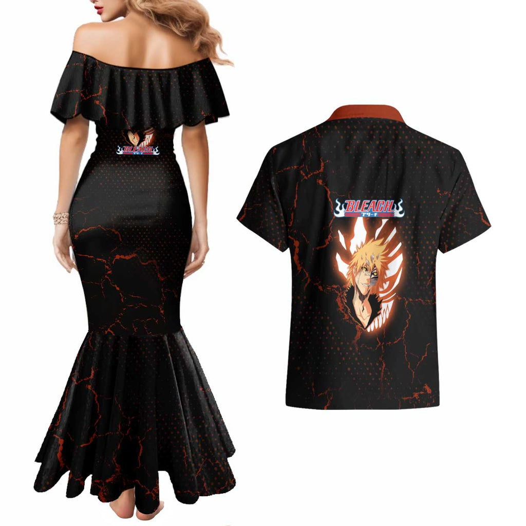 Ichigo Kurosaki Bleach Couples Matching Mermaid Dress and Hawaiian Shirt Fiery Anime Grunge Aesthetic