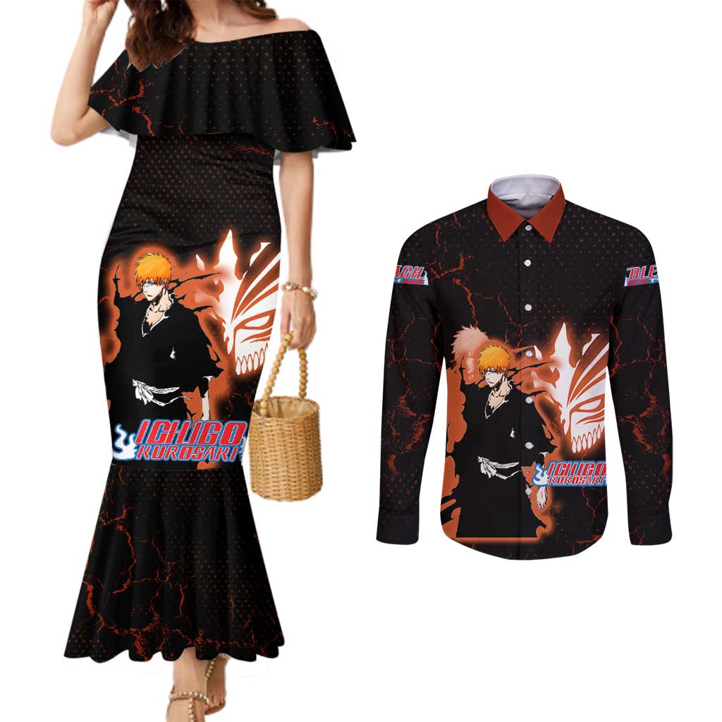 Ichigo Kurosaki Bleach Couples Matching Mermaid Dress and Long Sleeve Button Shirt Fiery Anime Grunge Aesthetic