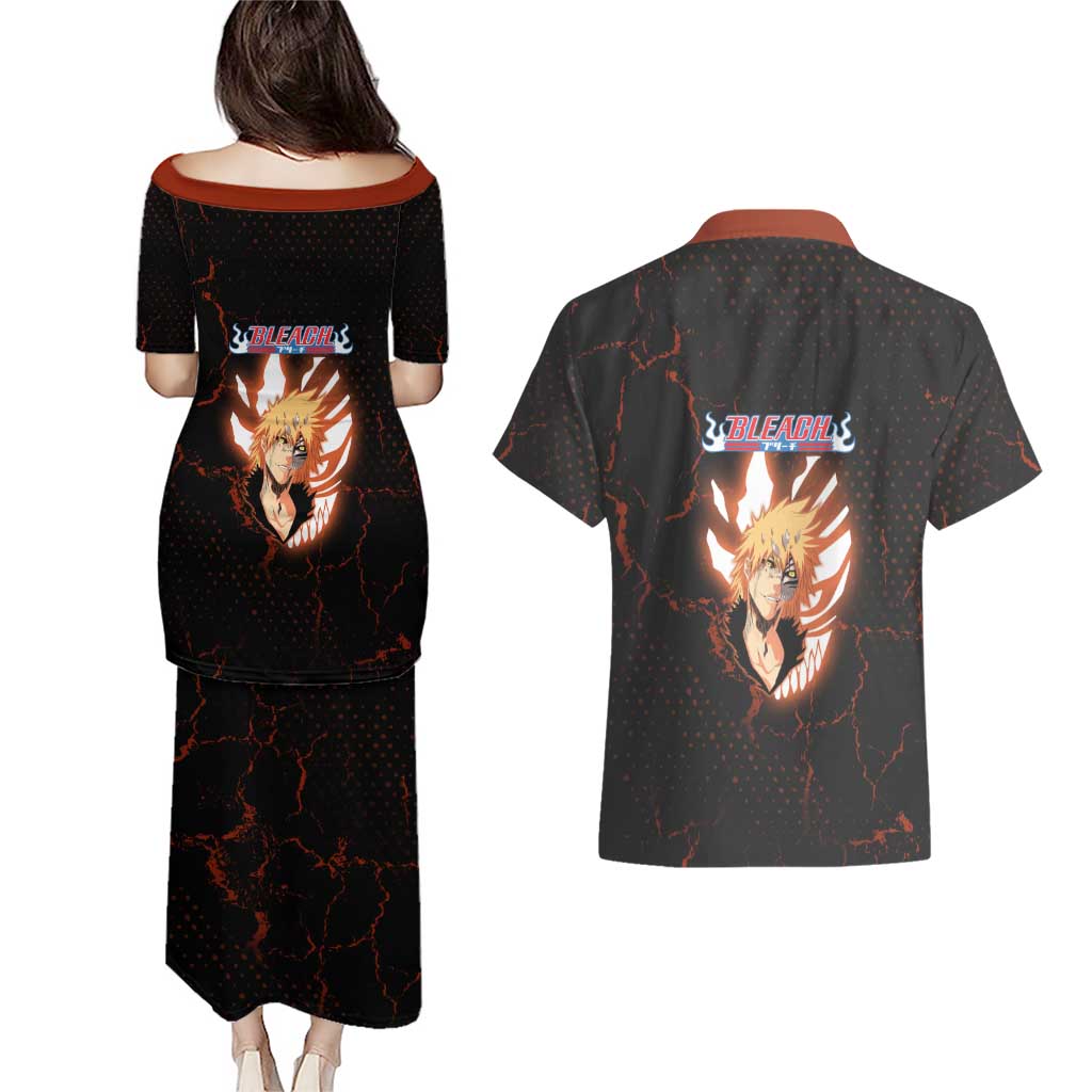 Ichigo Kurosaki Bleach Couples Matching Puletasi and Hawaiian Shirt Fiery Anime Grunge Aesthetic