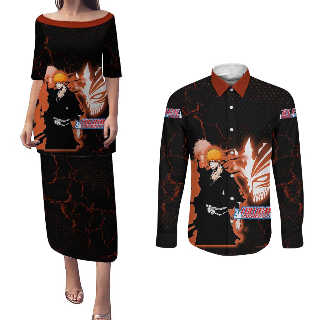 Ichigo Kurosaki Bleach Couples Matching Puletasi and Long Sleeve Button Shirt Fiery Anime Grunge Aesthetic
