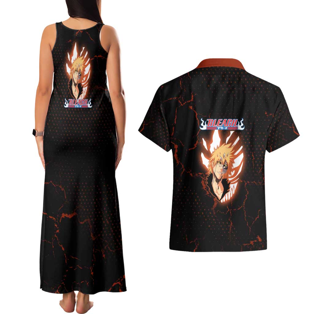 Ichigo Kurosaki Bleach Couples Matching Tank Maxi Dress and Hawaiian Shirt Fiery Anime Grunge Aesthetic
