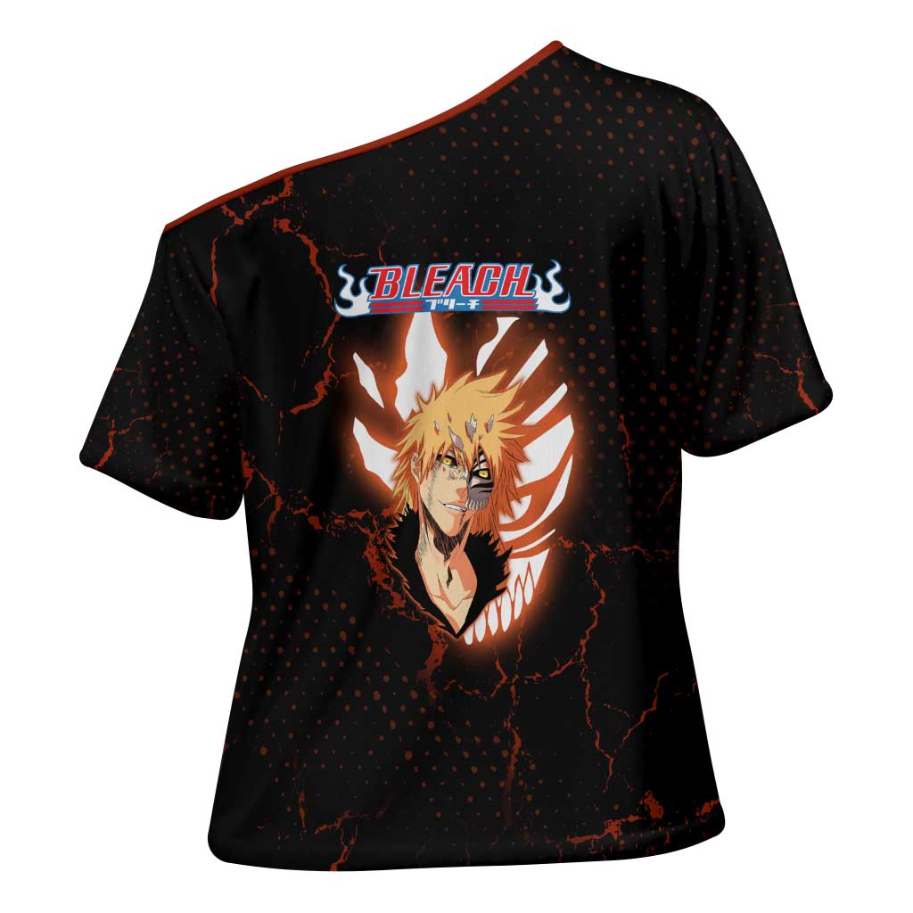 Ichigo Kurosaki Bleach Cross Shoulder Shirt Fiery Anime Grunge Aesthetic
