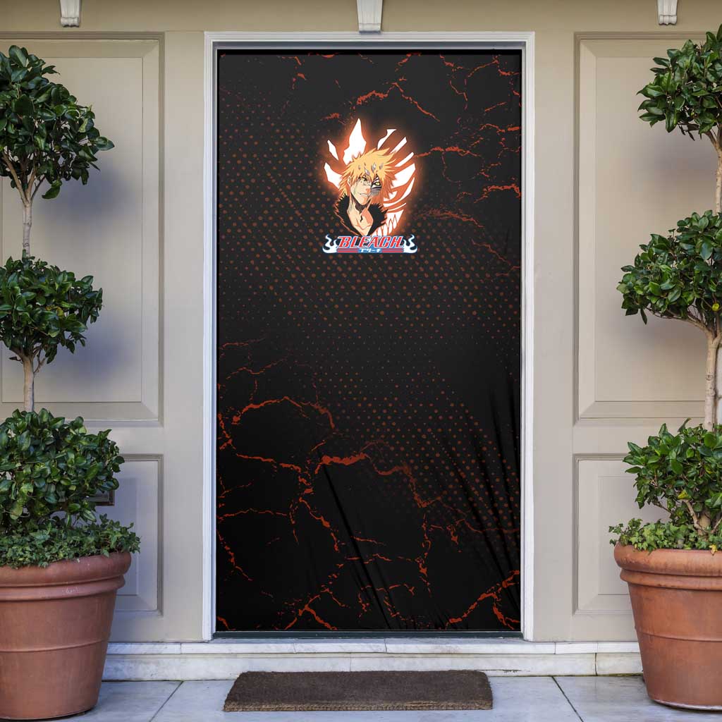 Ichigo Kurosaki Bleach Door Cover Fiery Anime Grunge Aesthetic