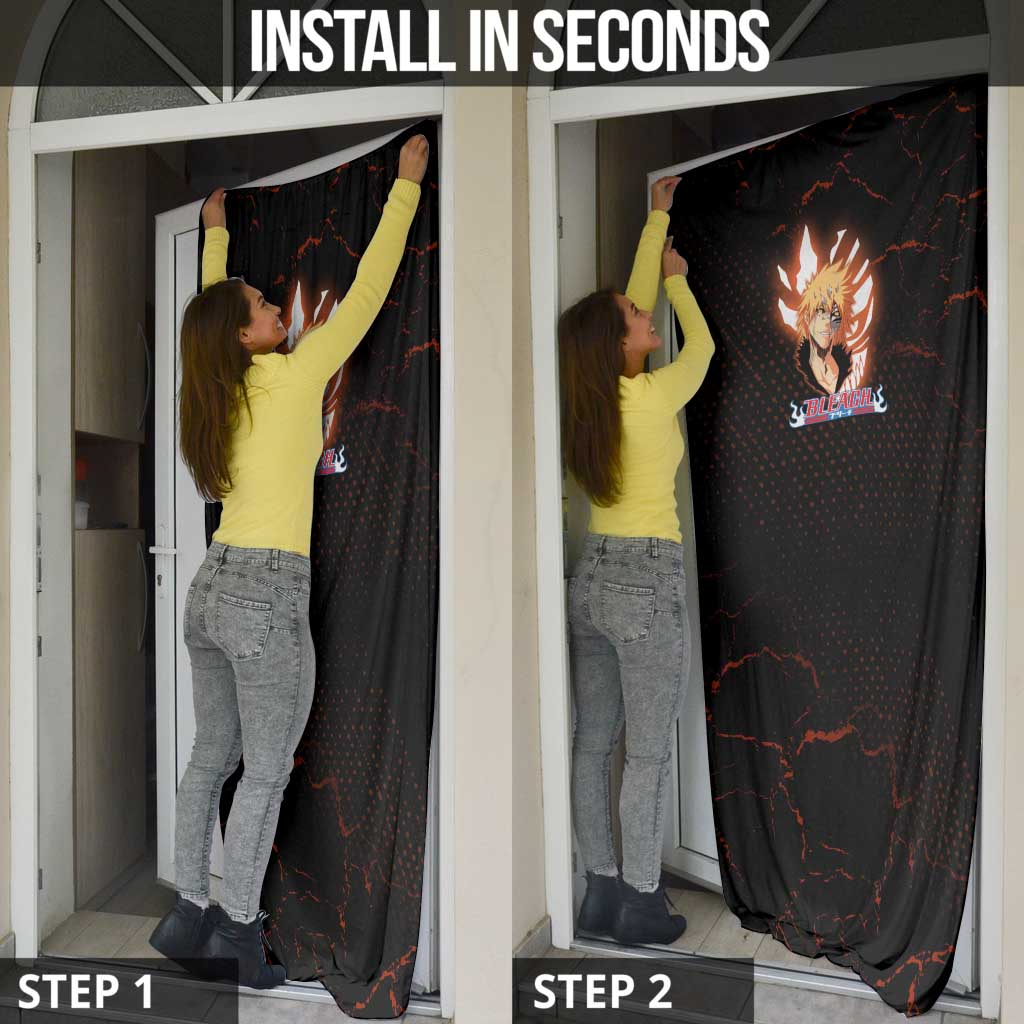 Ichigo Kurosaki Bleach Door Cover Fiery Anime Grunge Aesthetic