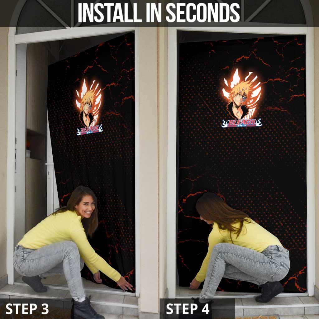 Ichigo Kurosaki Bleach Door Cover Fiery Anime Grunge Aesthetic
