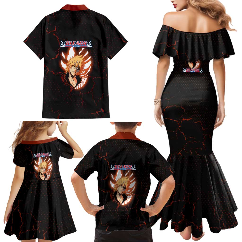 Ichigo Kurosaki Bleach Family Matching Mermaid Dress and Hawaiian Shirt Fiery Anime Grunge Aesthetic