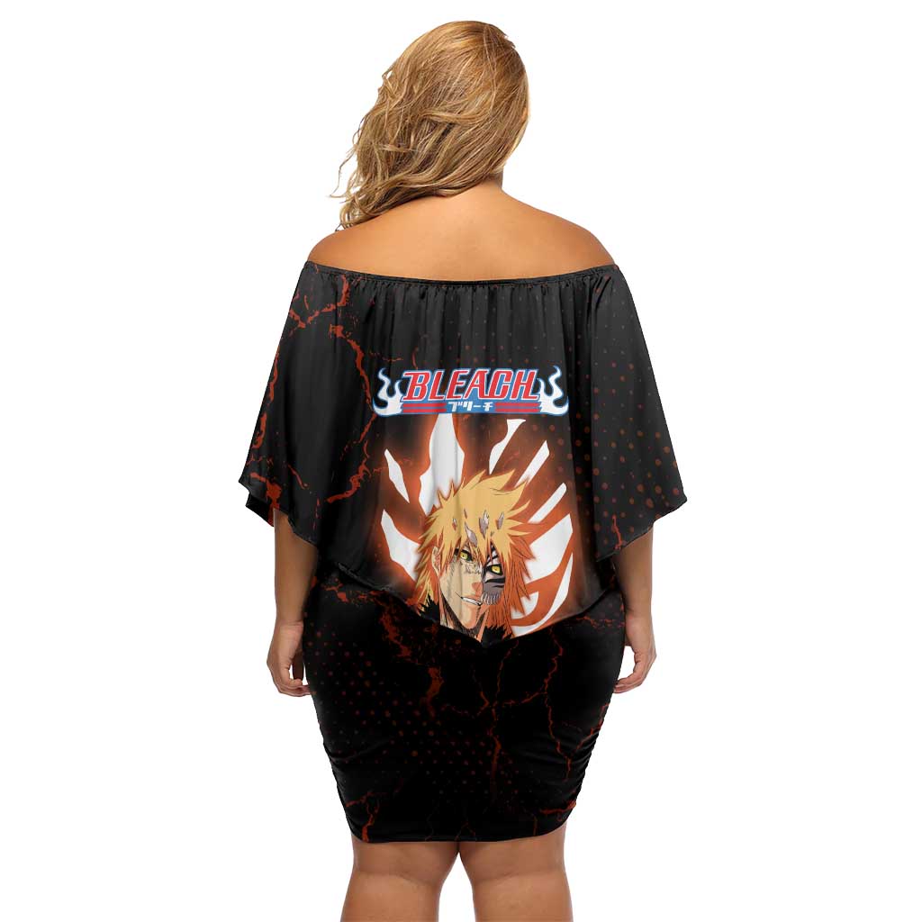 Ichigo Kurosaki Bleach Family Matching Off Shoulder Short Dress and Hawaiian Shirt Fiery Anime Grunge Aesthetic