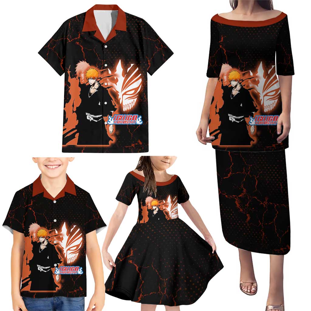 Ichigo Kurosaki Bleach Family Matching Puletasi and Hawaiian Shirt Fiery Anime Grunge Aesthetic