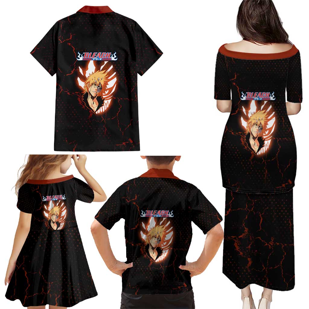 Ichigo Kurosaki Bleach Family Matching Puletasi and Hawaiian Shirt Fiery Anime Grunge Aesthetic