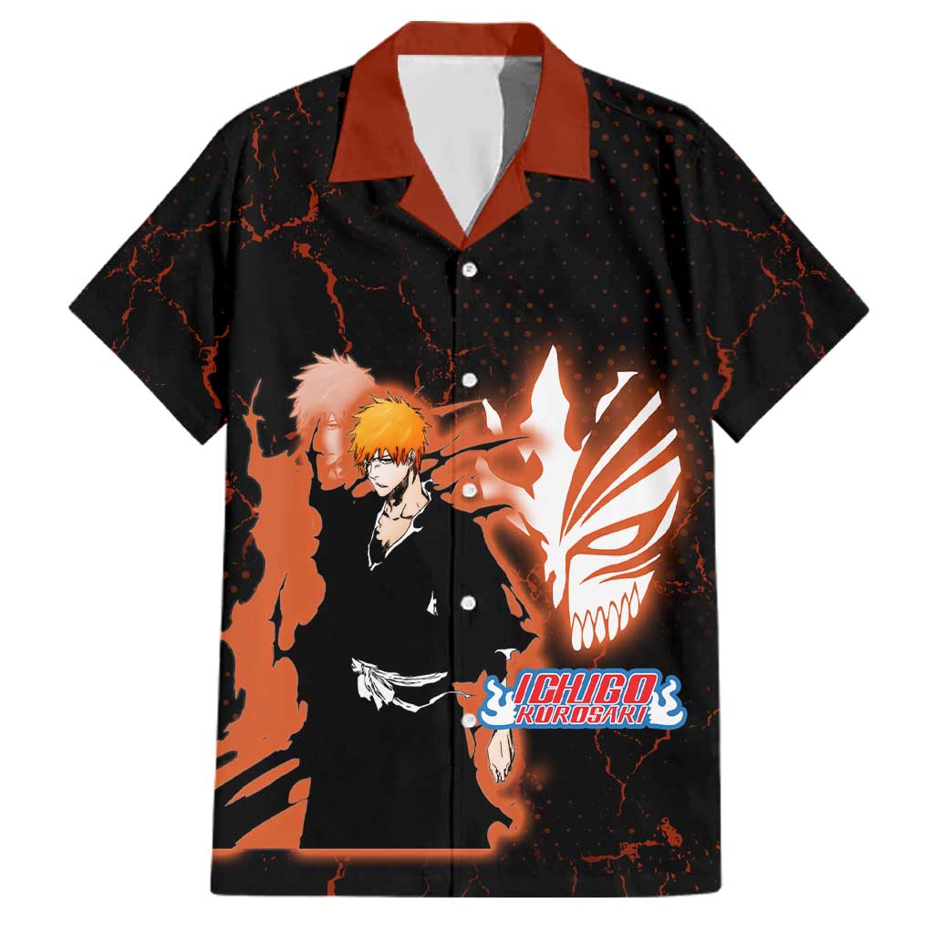 Ichigo Kurosaki Bleach Family Matching Summer Maxi Dress and Hawaiian Shirt Fiery Anime Grunge Aesthetic