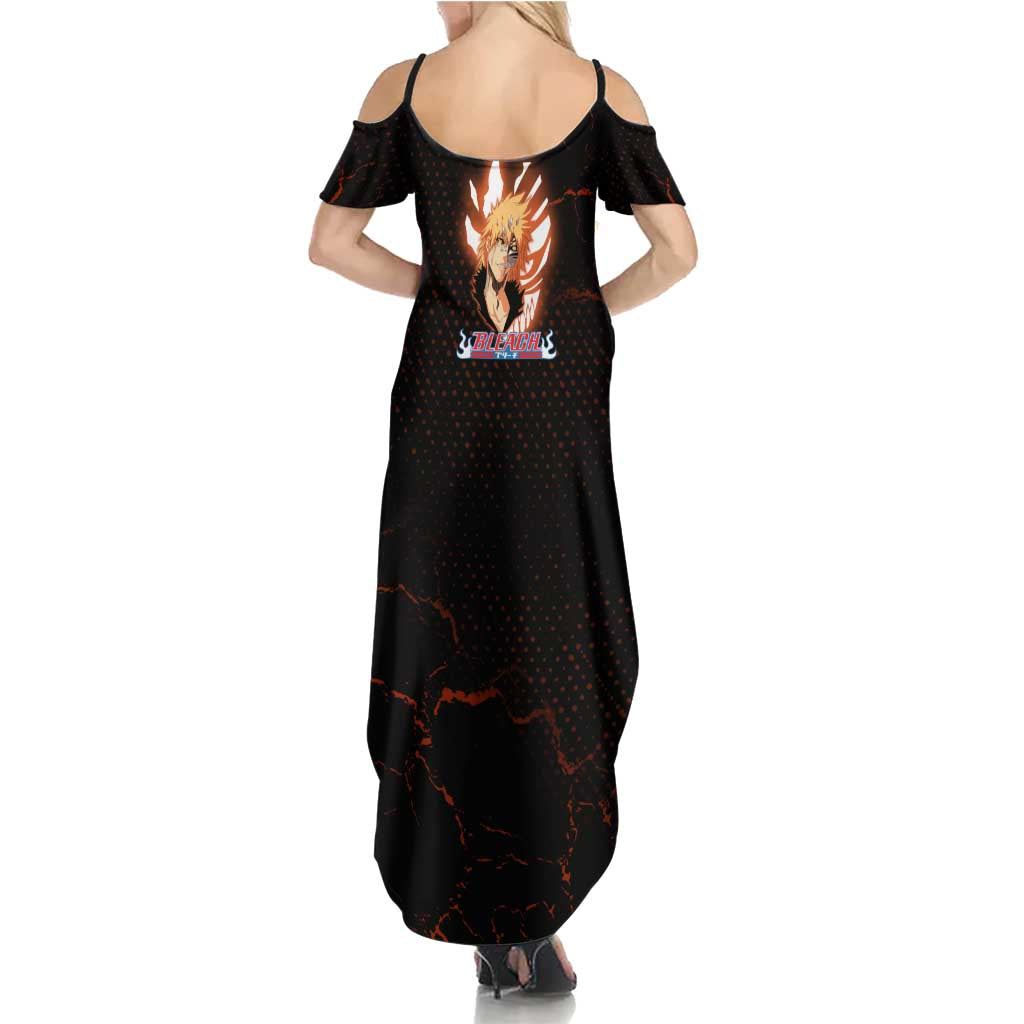 Ichigo Kurosaki Bleach Family Matching Summer Maxi Dress and Hawaiian Shirt Fiery Anime Grunge Aesthetic