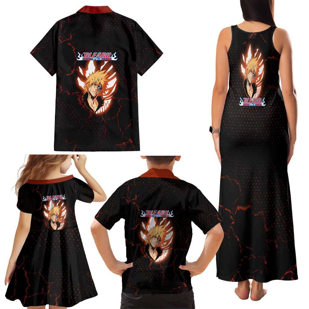 Ichigo Kurosaki Bleach Family Matching Tank Maxi Dress and Hawaiian Shirt Fiery Anime Grunge Aesthetic