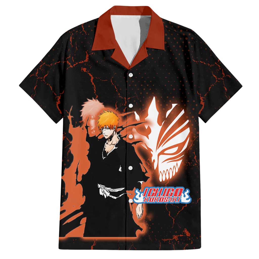 Ichigo Kurosaki Bleach Hawaiian Shirt Fiery Anime Grunge Aesthetic