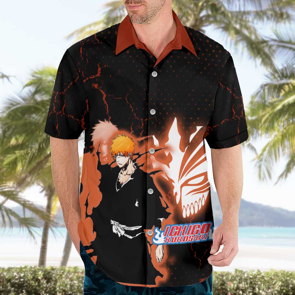 Ichigo Kurosaki Bleach Hawaiian Shirt Fiery Anime Grunge Aesthetic