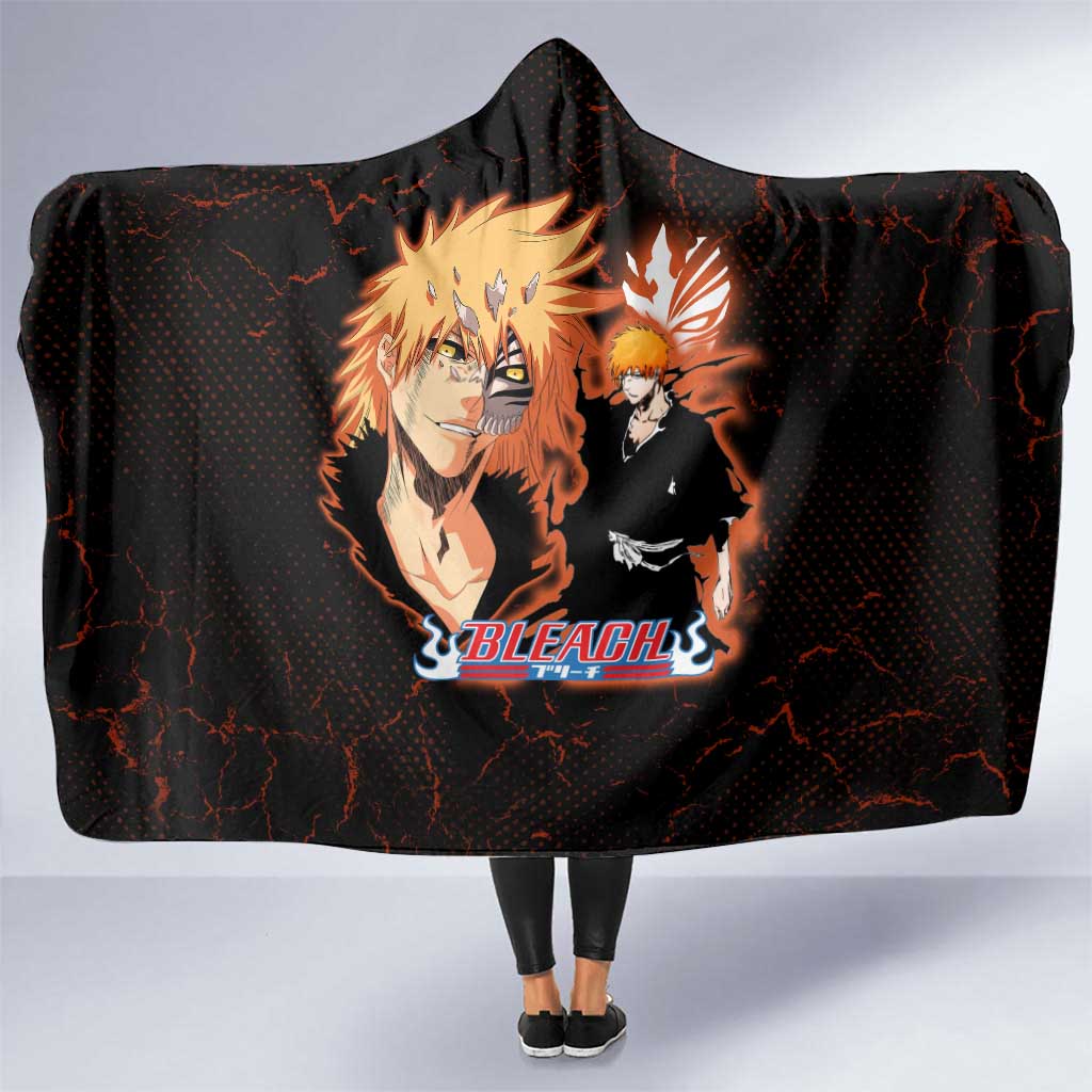 Ichigo Kurosaki Bleach Hooded Blanket Fiery Anime Grunge Aesthetic