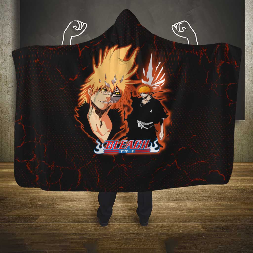 Ichigo Kurosaki Bleach Hooded Blanket Fiery Anime Grunge Aesthetic