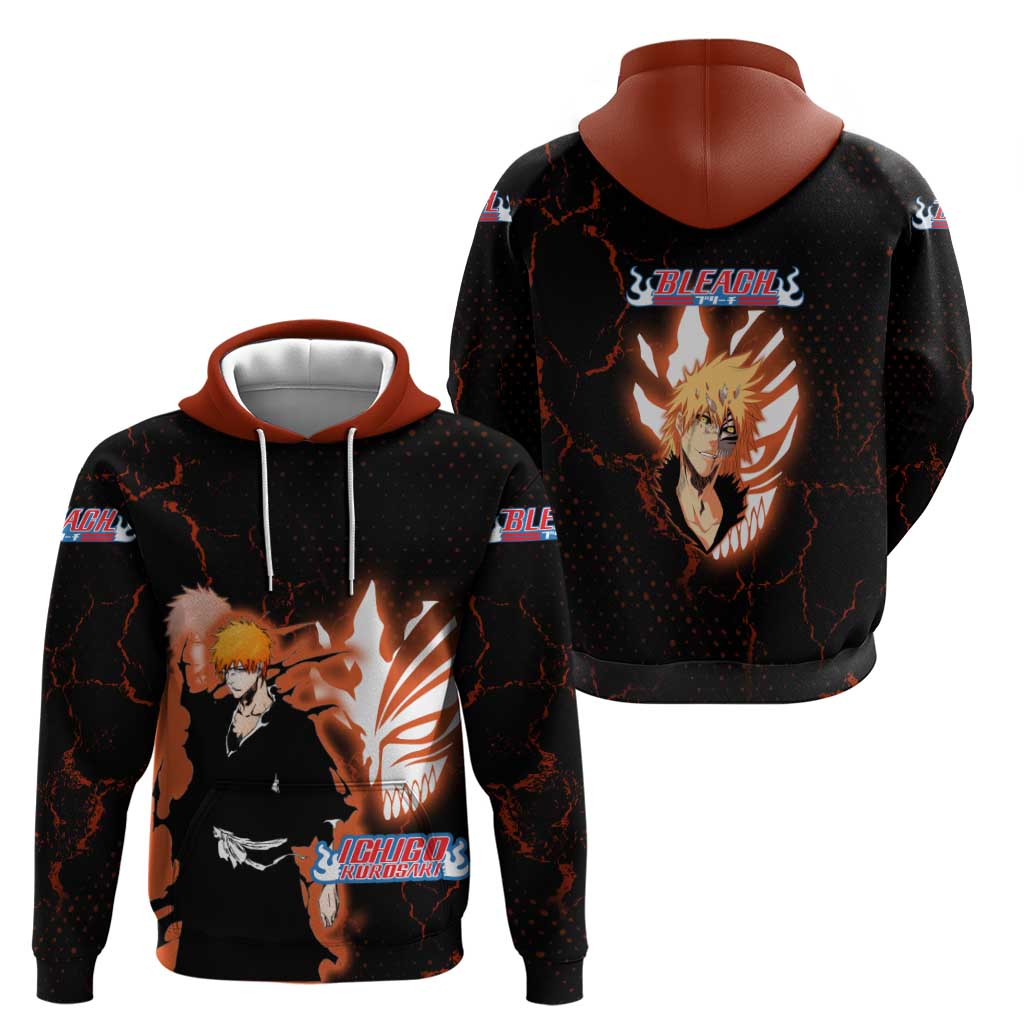 Ichigo Kurosaki Bleach Hoodie Fiery Anime Grunge Aesthetic