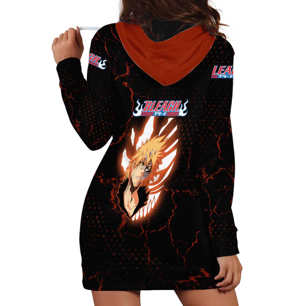 Ichigo Kurosaki Bleach Hoodie Dress Fiery Anime Grunge Aesthetic