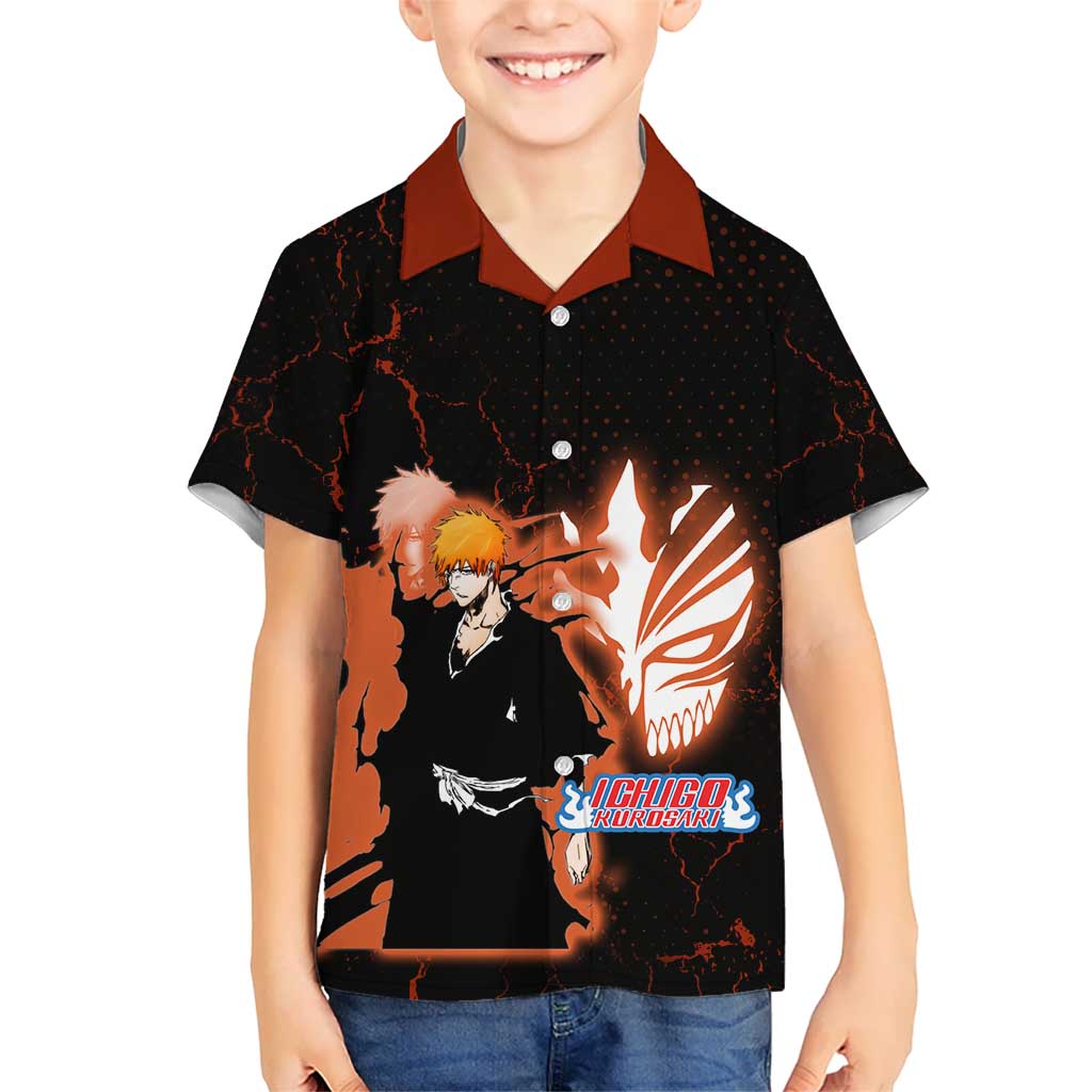 Ichigo Kurosaki Bleach Kid Hawaiian Shirt Fiery Anime Grunge Aesthetic